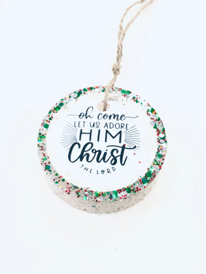 "Oh Come Let Us Adore Him" car freshie