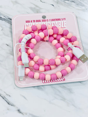 "Beaded Charging Cable" (pink) charger