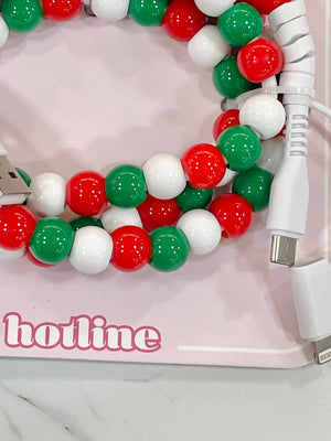 "Beaded Charging Cable" (red white & green) charger