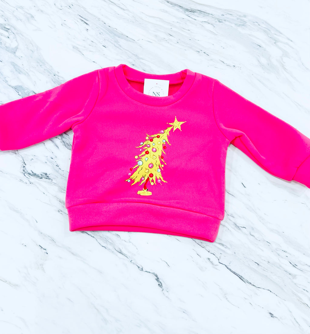 "Leaning Christmas Tree" girls sweatshirt