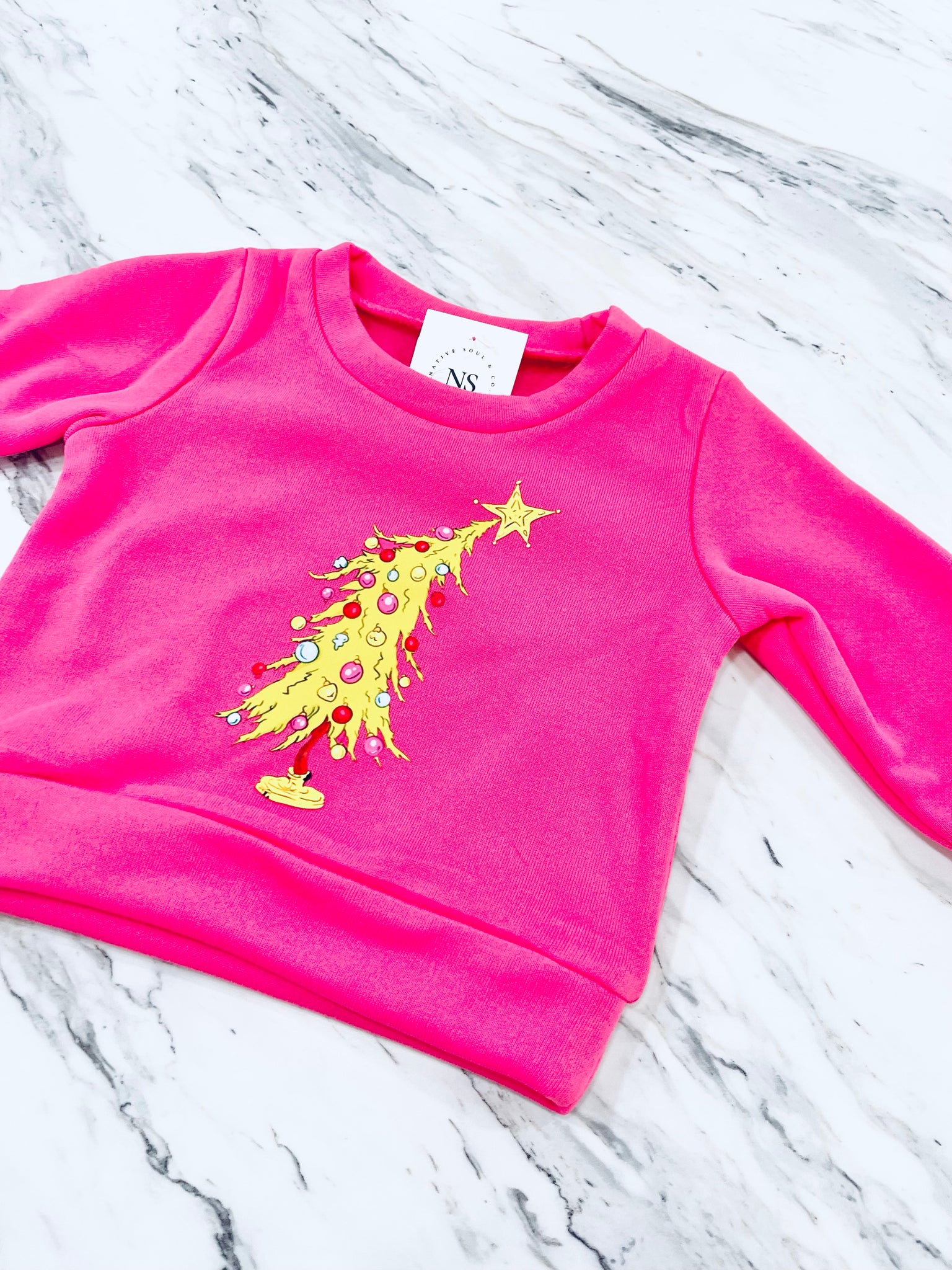 "Leaning Christmas Tree" girls sweatshirt