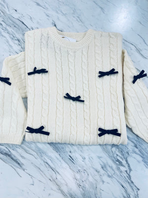 "Put A Bow On It" (ivory) sweater