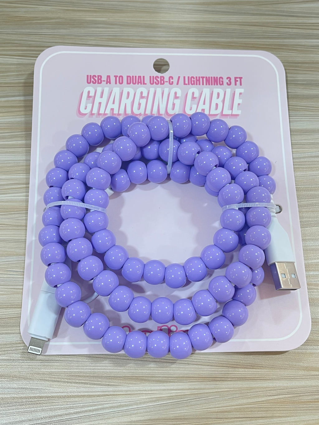 "Beaded Charging Cable" (lavender) charger