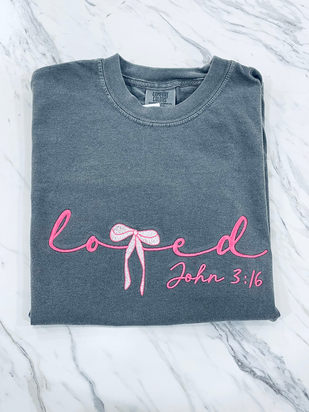 "Loved" Bow Comfort Colors Tee