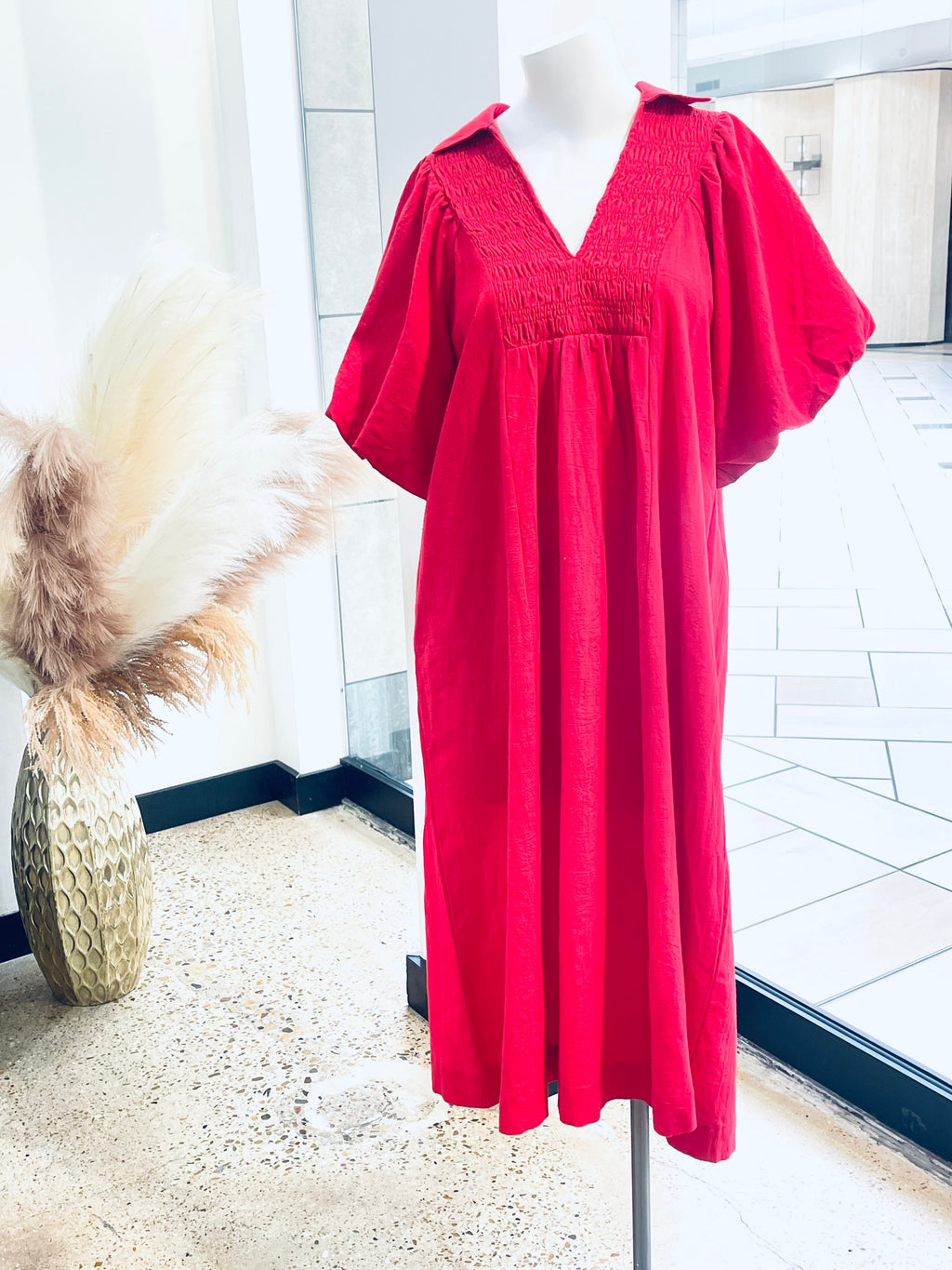 "Simply Smocked" (red) Reg & Plus Dress