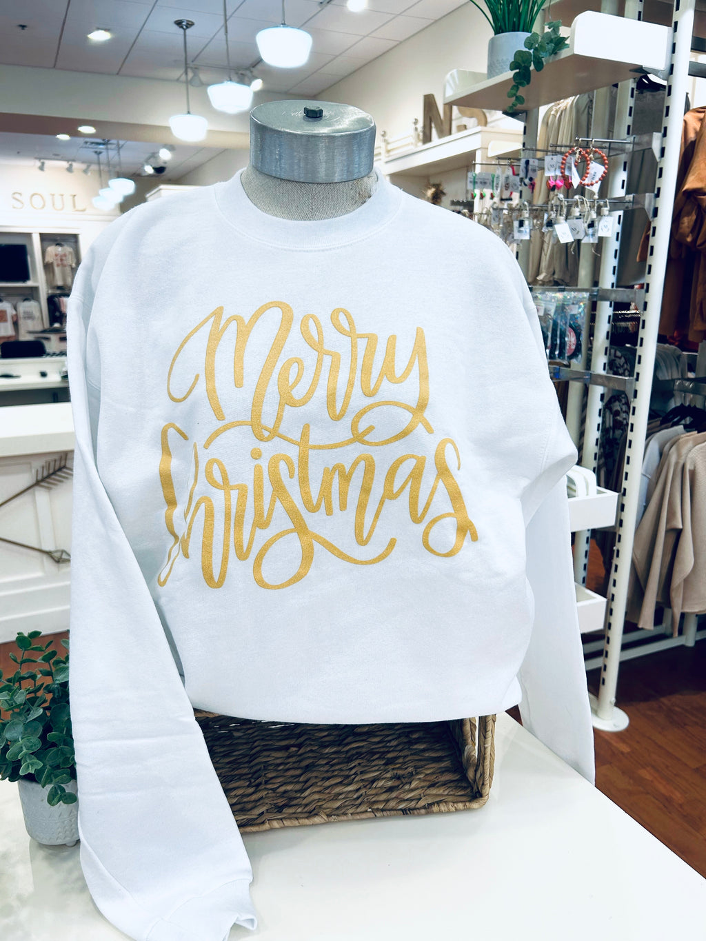 "Gold Merry Christmas" Hanes Sweatshirt