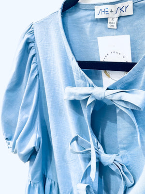 "Ladies In Bows" (Dusty blue) top