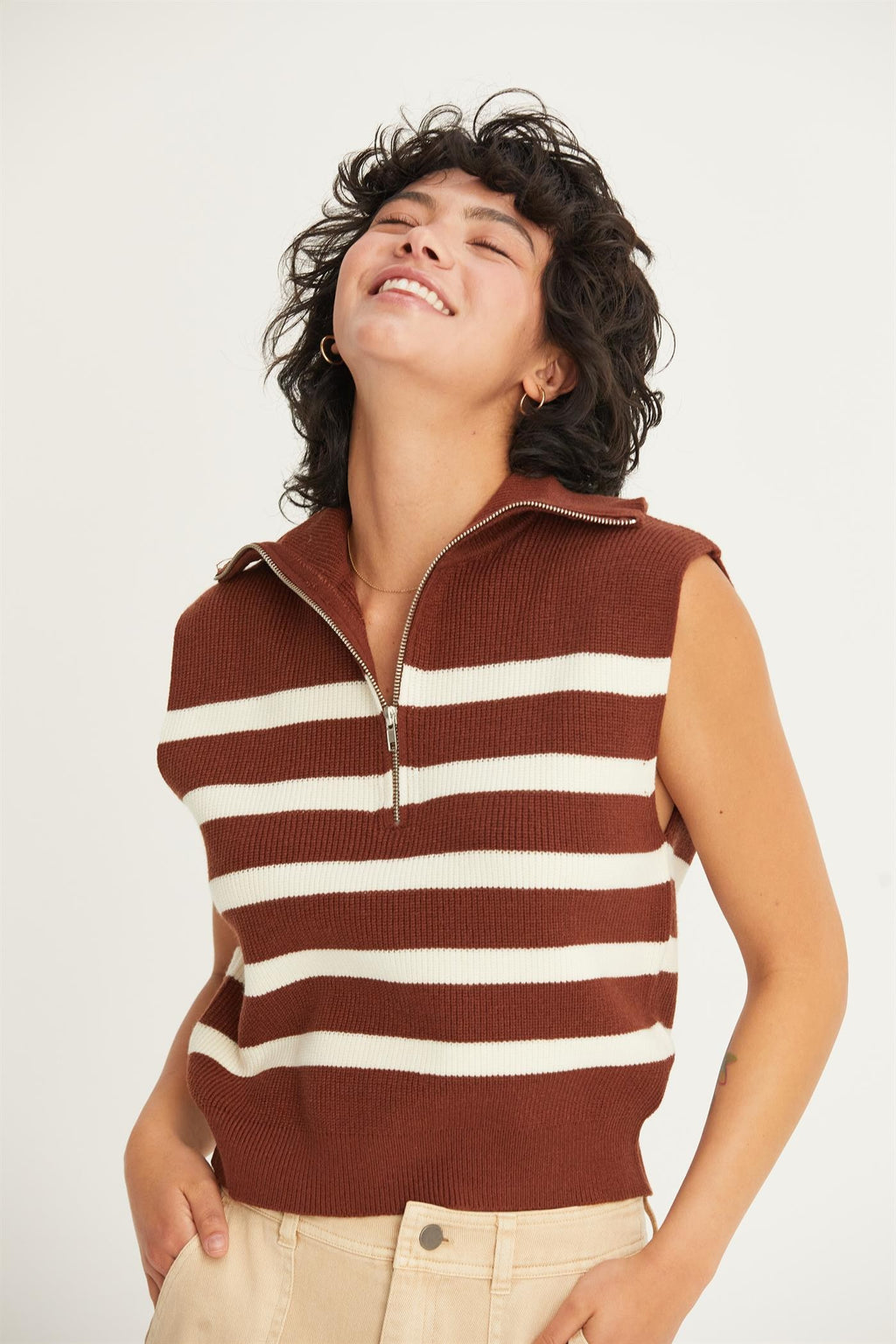 "Falling For Stripes" sweater vest