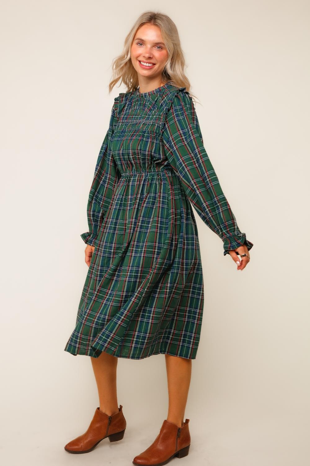 "Merry In Plaid" (green) plus dress