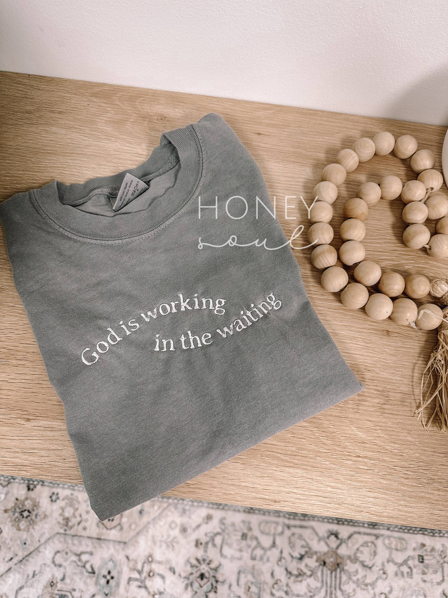 Embroidered God Is Working In The Waiting Tee