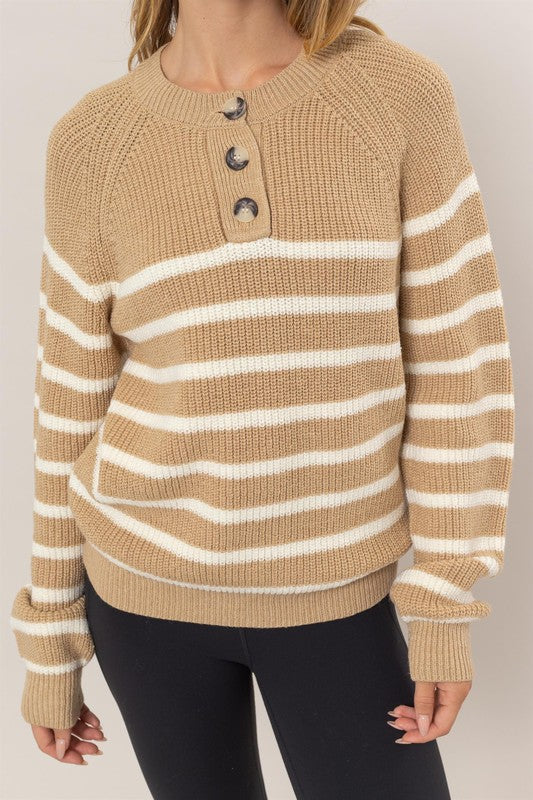 "Cozy Moment" (Tan and White) Sweater