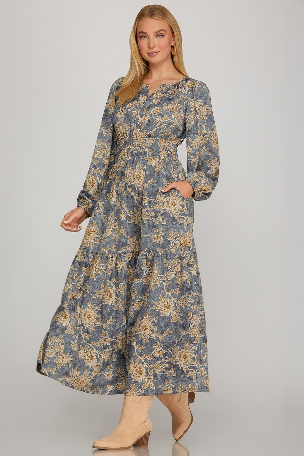 "Maplewood Romance" (Dusty blue) dress
