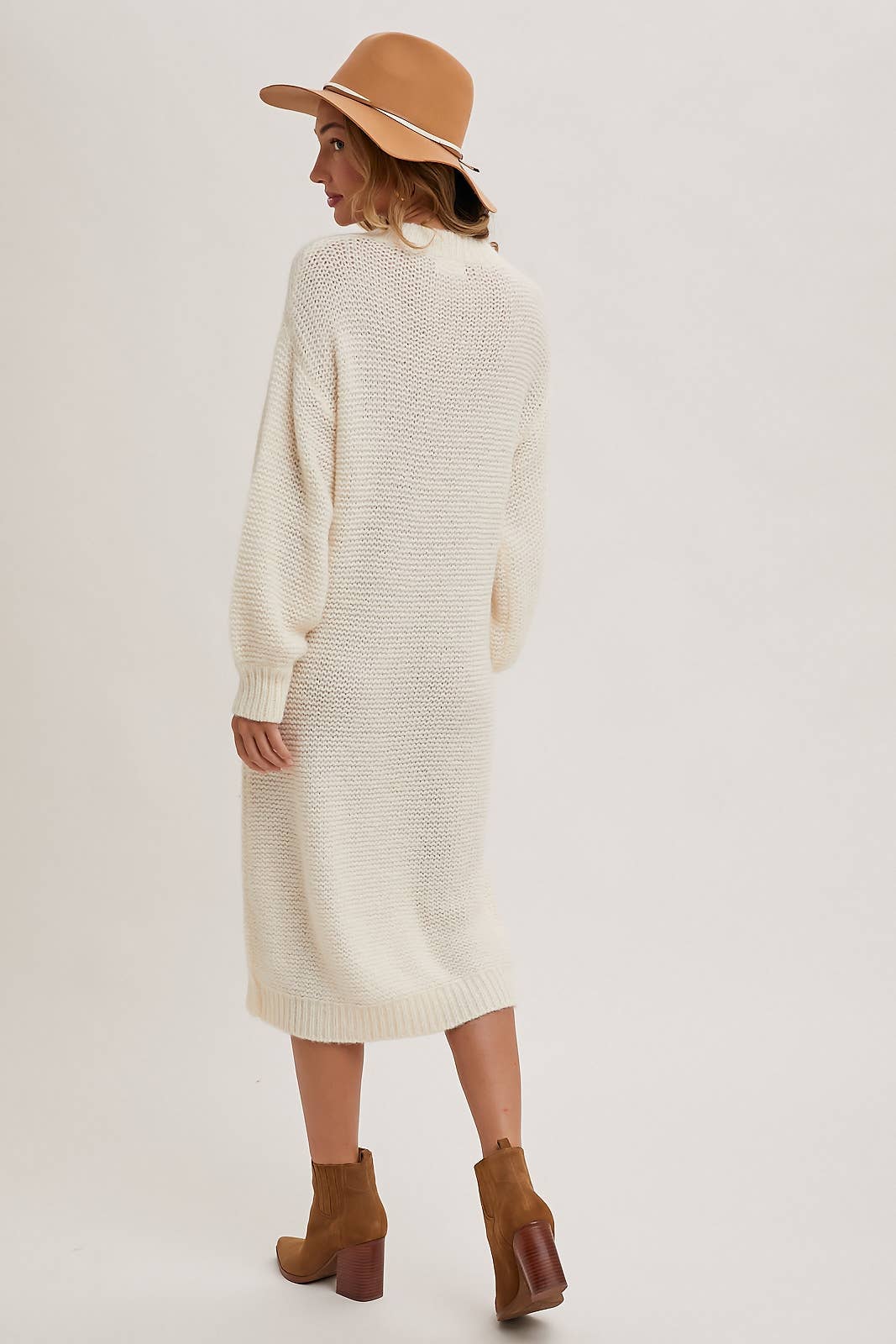 “Cuddle Mood” (cream) sweater dress