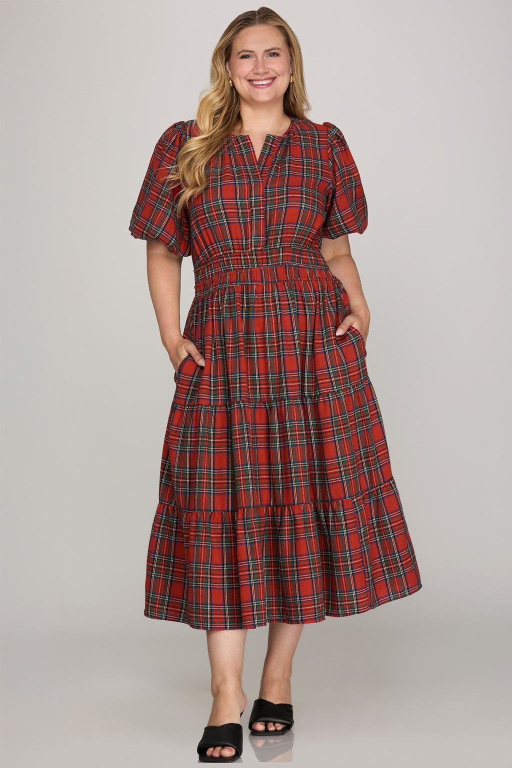"Plaid Pines"(red) dress