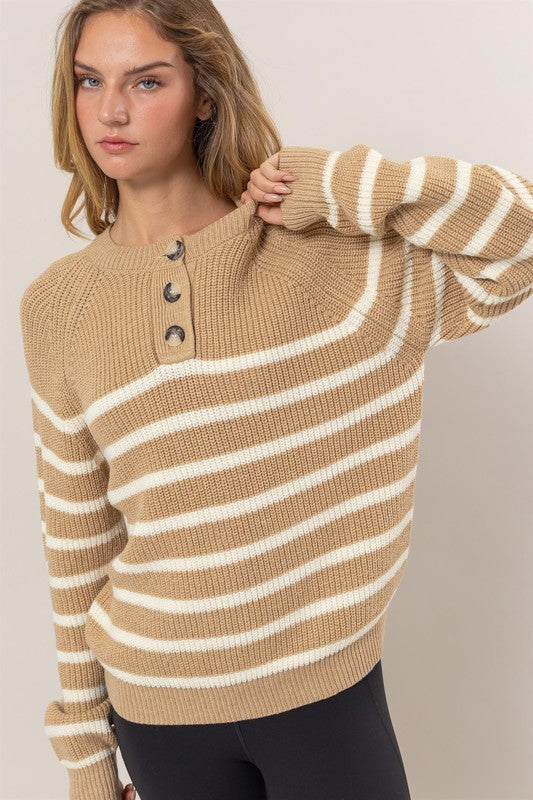 "Cozy Moment" (Tan and White) Sweater