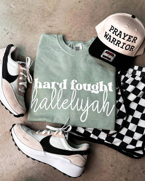 “Hard Fought Hallelujah” (sage) Graphic Tee