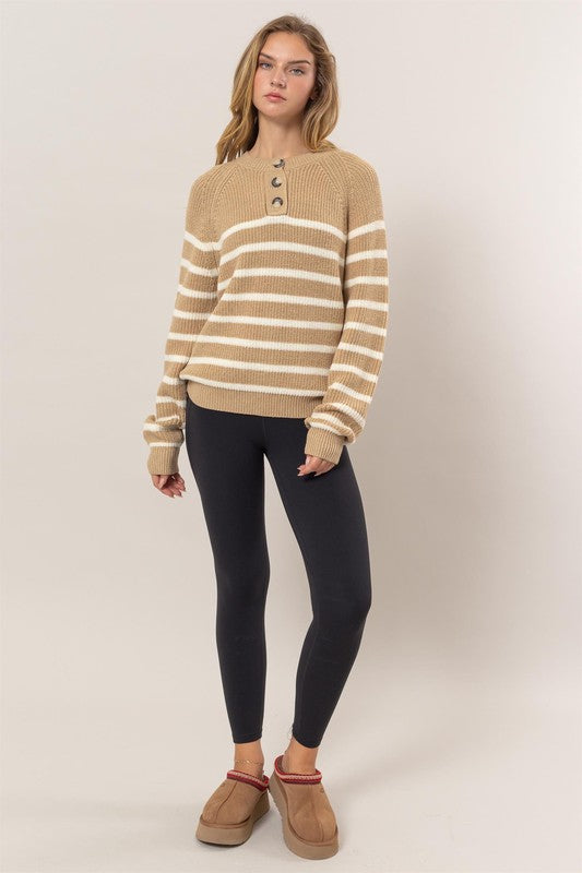 "Cozy Moment" (Tan and White) Sweater