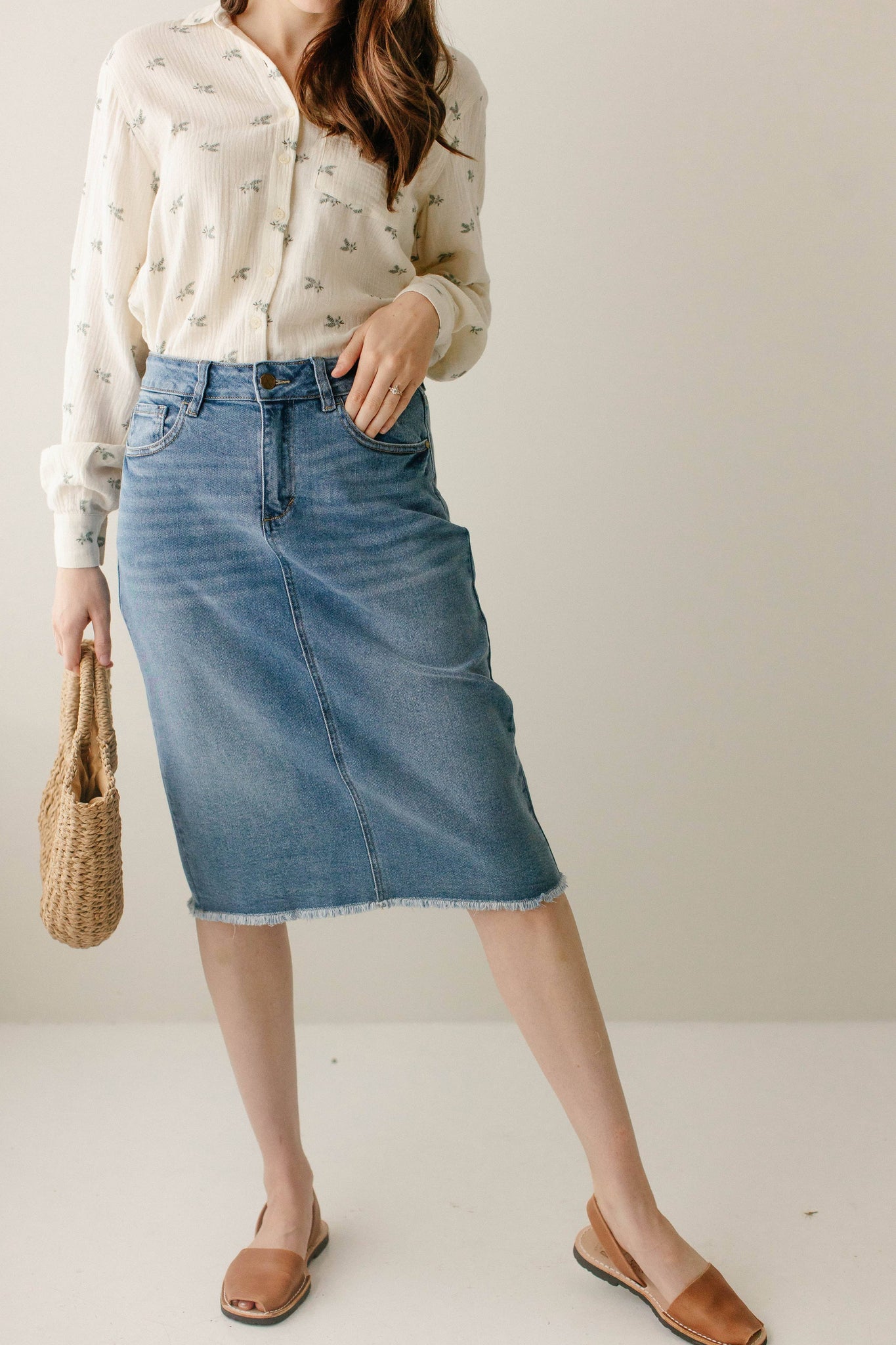 'Nala' Distressed Denim Skirt