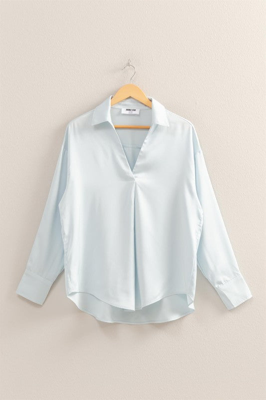 "Springtime in Satin" (Ice Blue) Top