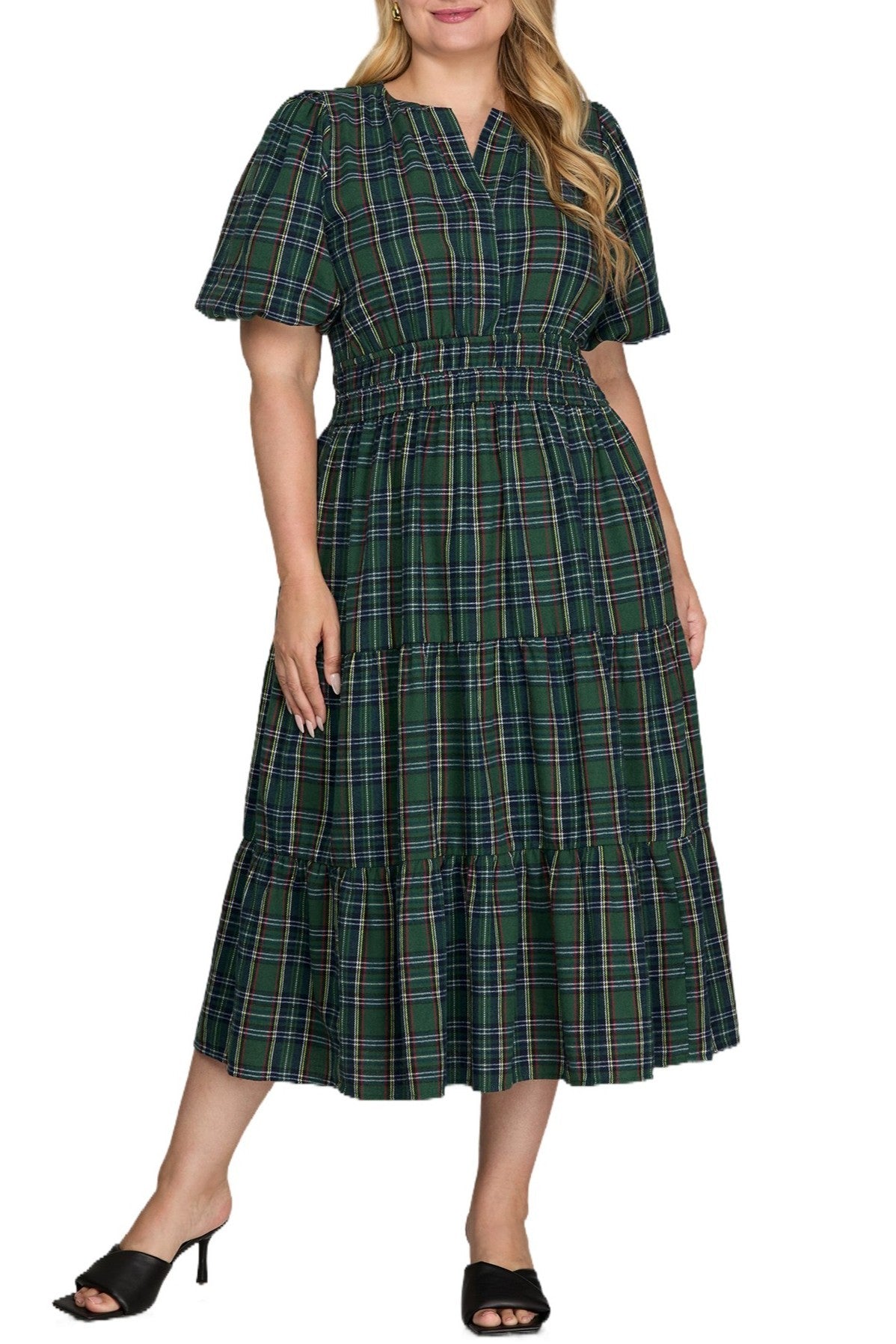 "Plaid Pines"(green) dress