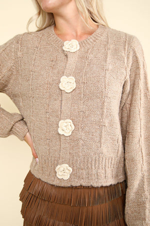 "For The Girls" (Mocha) Floral Cardigan