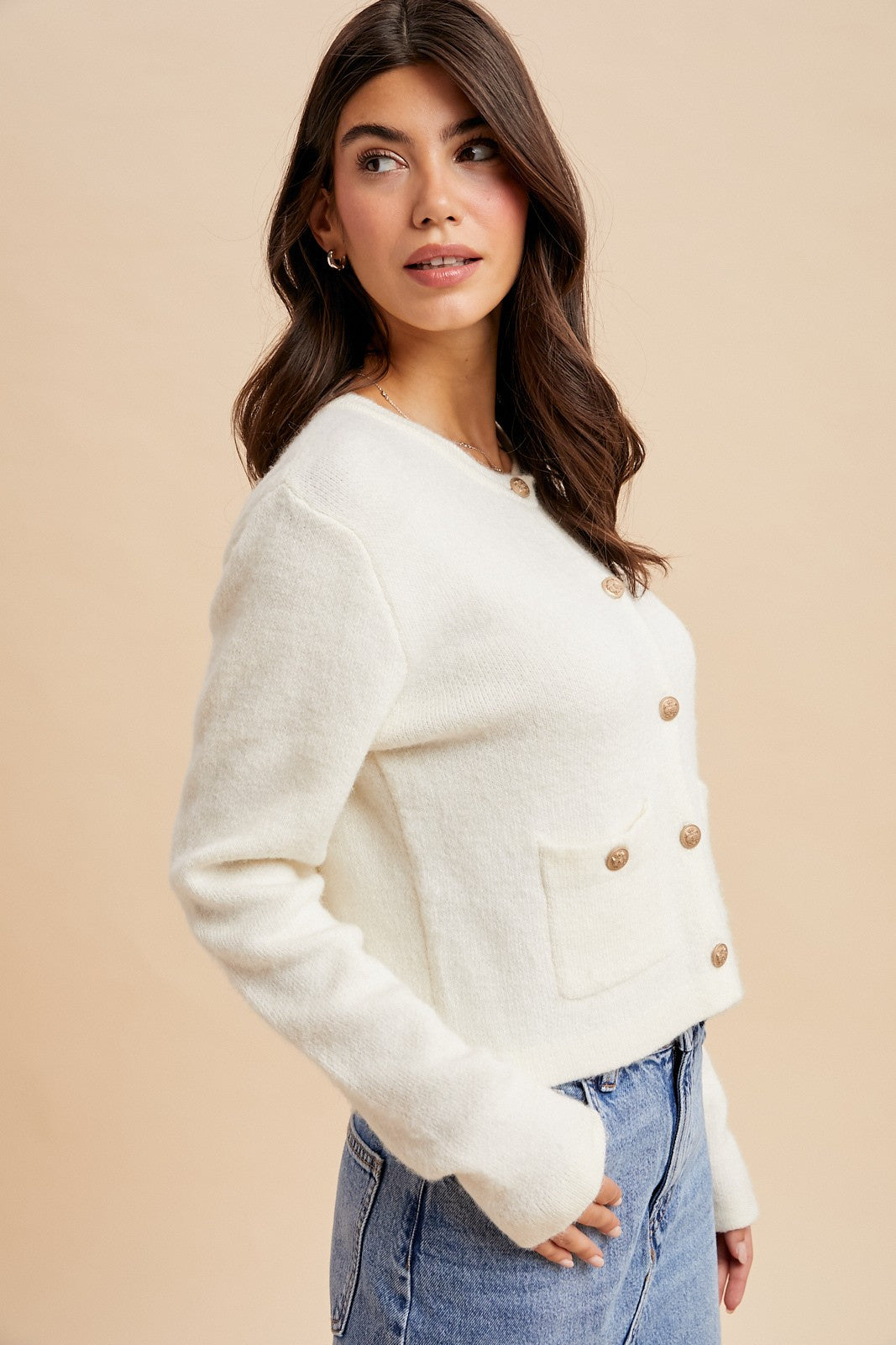 "Soft Serenity" (ivory) cardigan