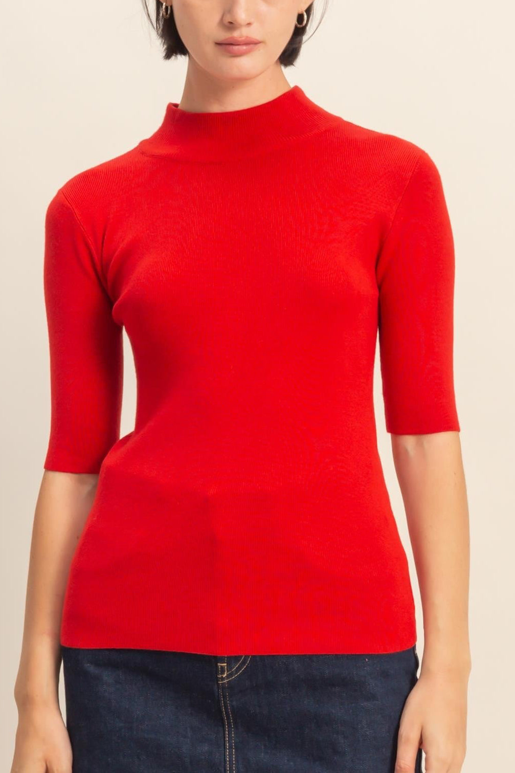 "classy in red" sweater