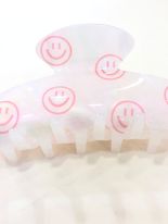 "Smile and Shine" (white/pink) claw clip