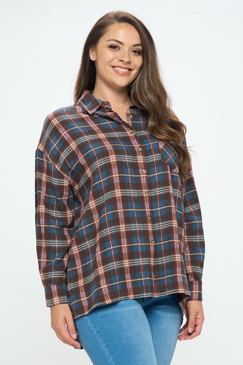 "Plaid Comfort" (blue) plus size flannel