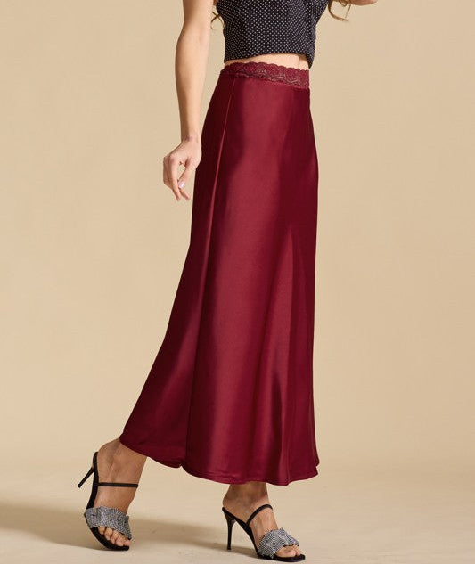 "Satin Sway" (wine) skirt