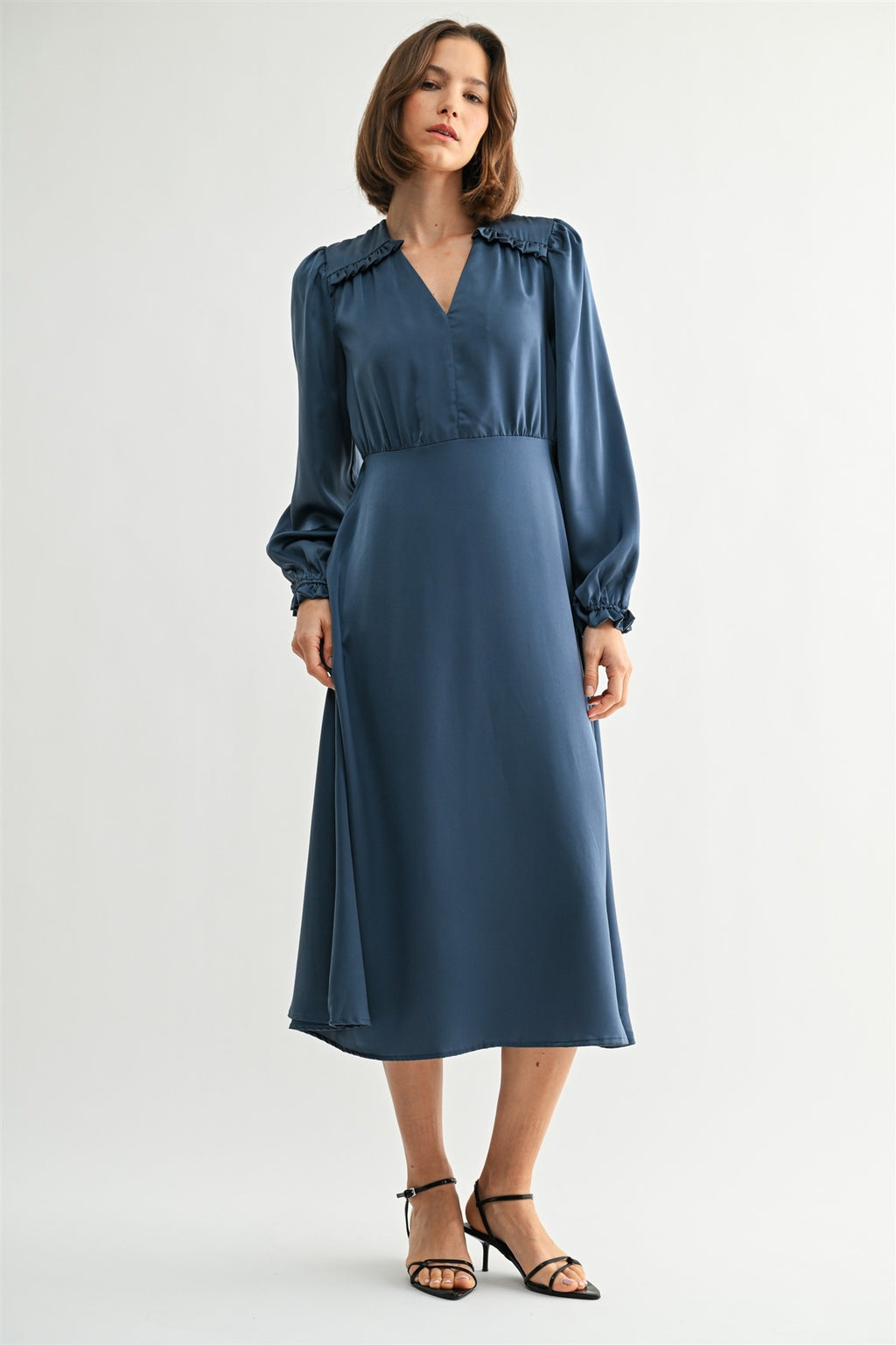 "Satin Perfection" (navy) dress