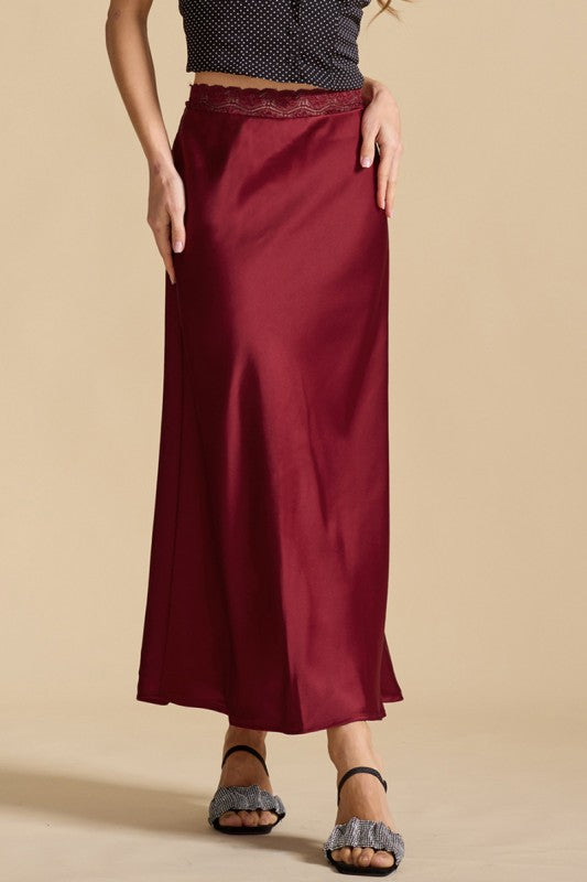 "Satin Sway" (wine) skirt