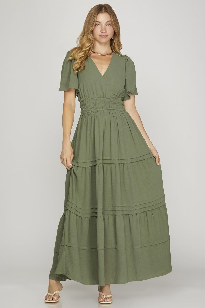 "Effortless Charm" (Dusty sage) dress