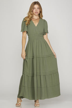 "Effortless Charm" (Dusty sage) dress