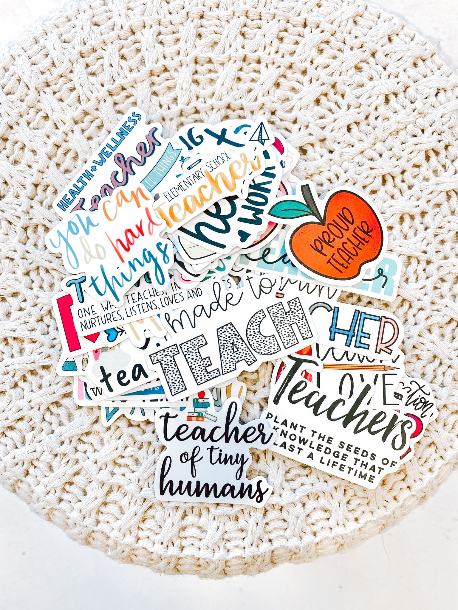 “Teacher” themed stickers