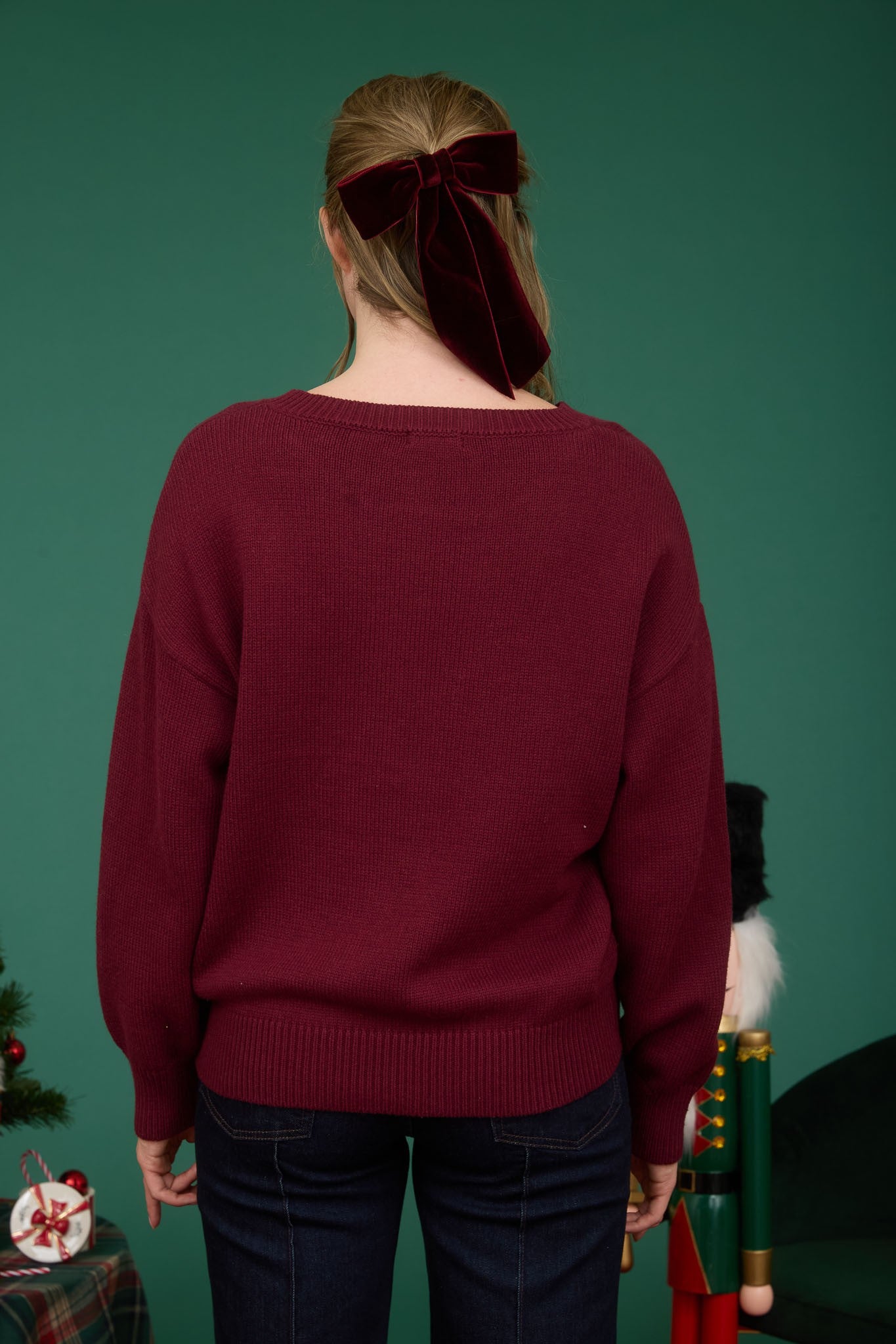 "Bear With Me" (burgundy) Sweater