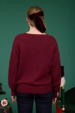 "Bear With Me" (burgundy) Sweater