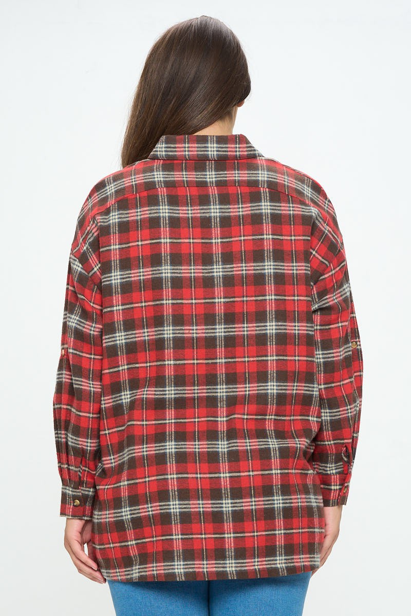 "Plaid Comfort" (red) plus size flannel