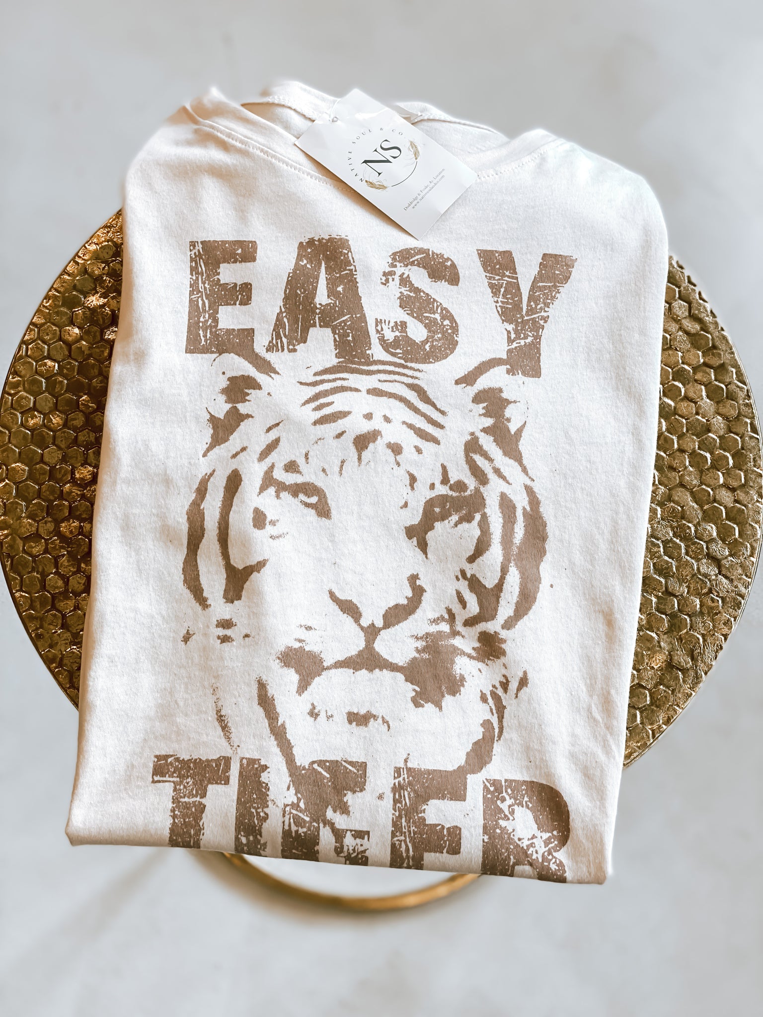 Easy Tiger Shirt, Summer Pocket Print Shirt, Graphic T Shirt Unisex Crew