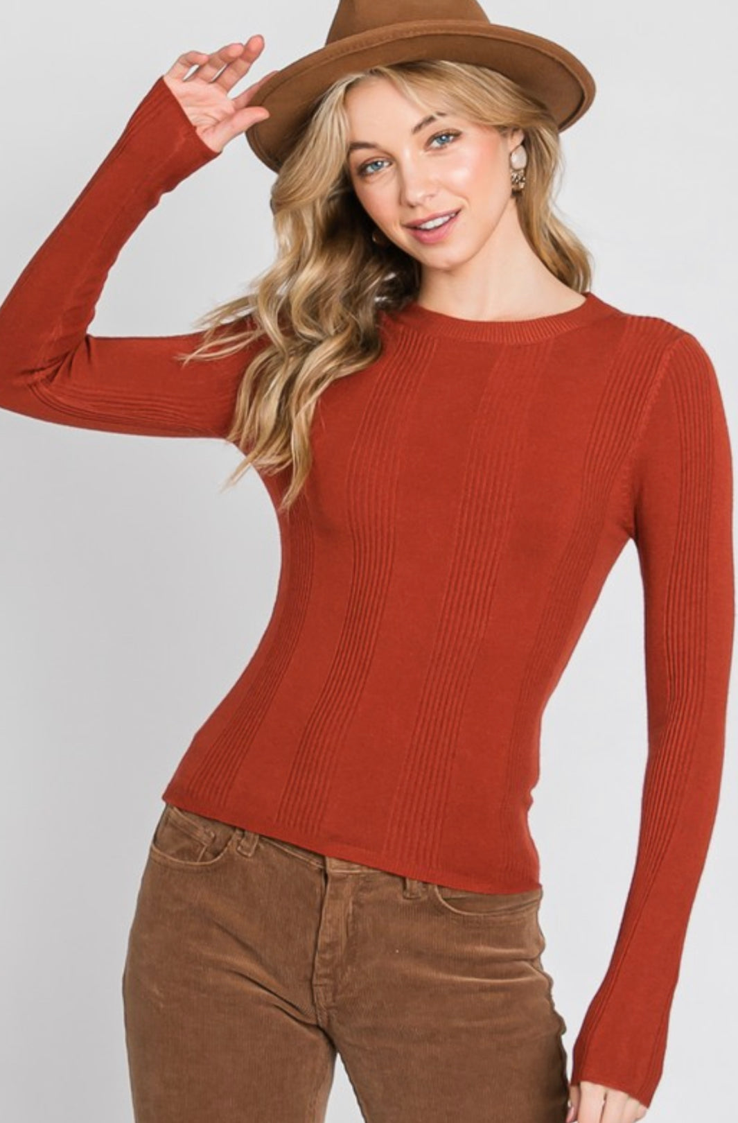 “Basically Fall” ribbed top