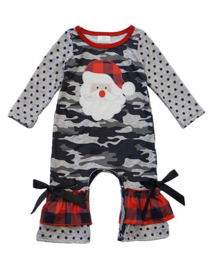 Camo And Santa little girl’s romper