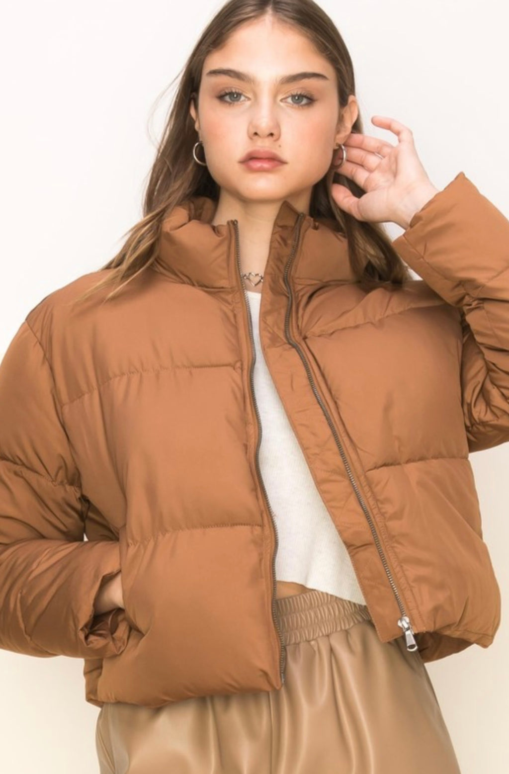 "Bundled in Bronze" puffer jacket