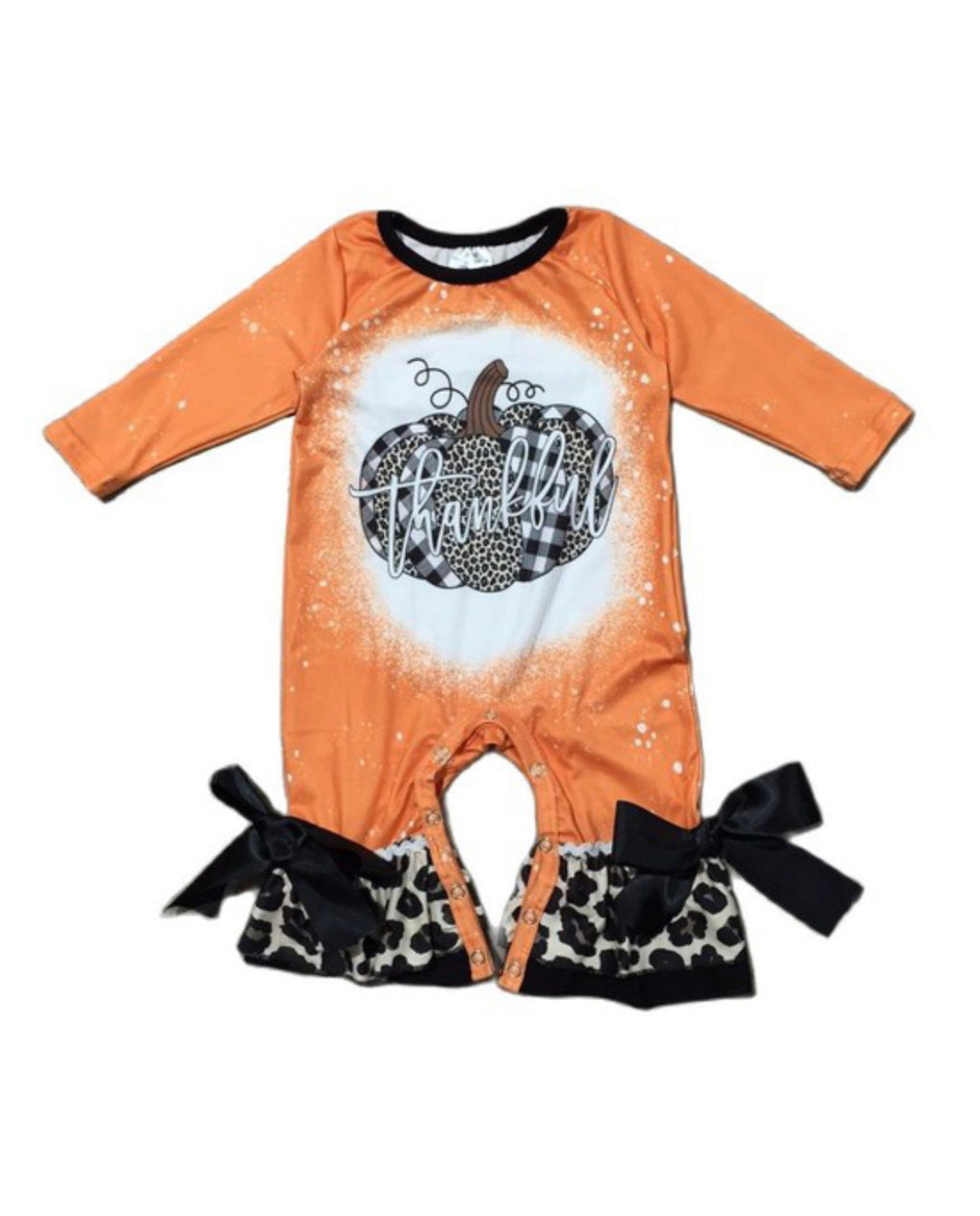 “Thankful” little girl’s fall romper