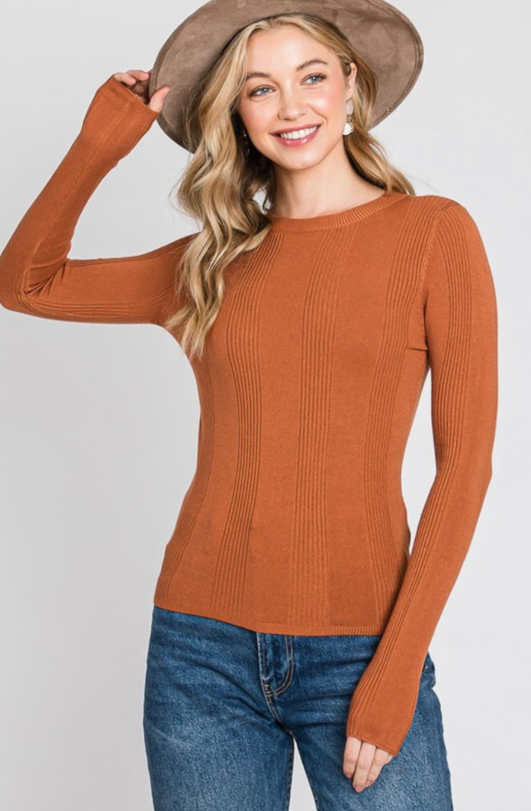 “Basically Fall” ribbed top