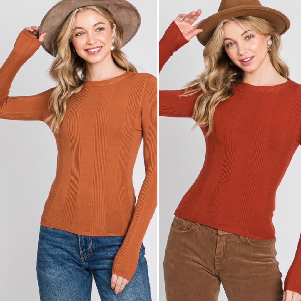 “Basically Fall” ribbed top