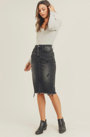 "Black Distressed Blues" Risen skirt