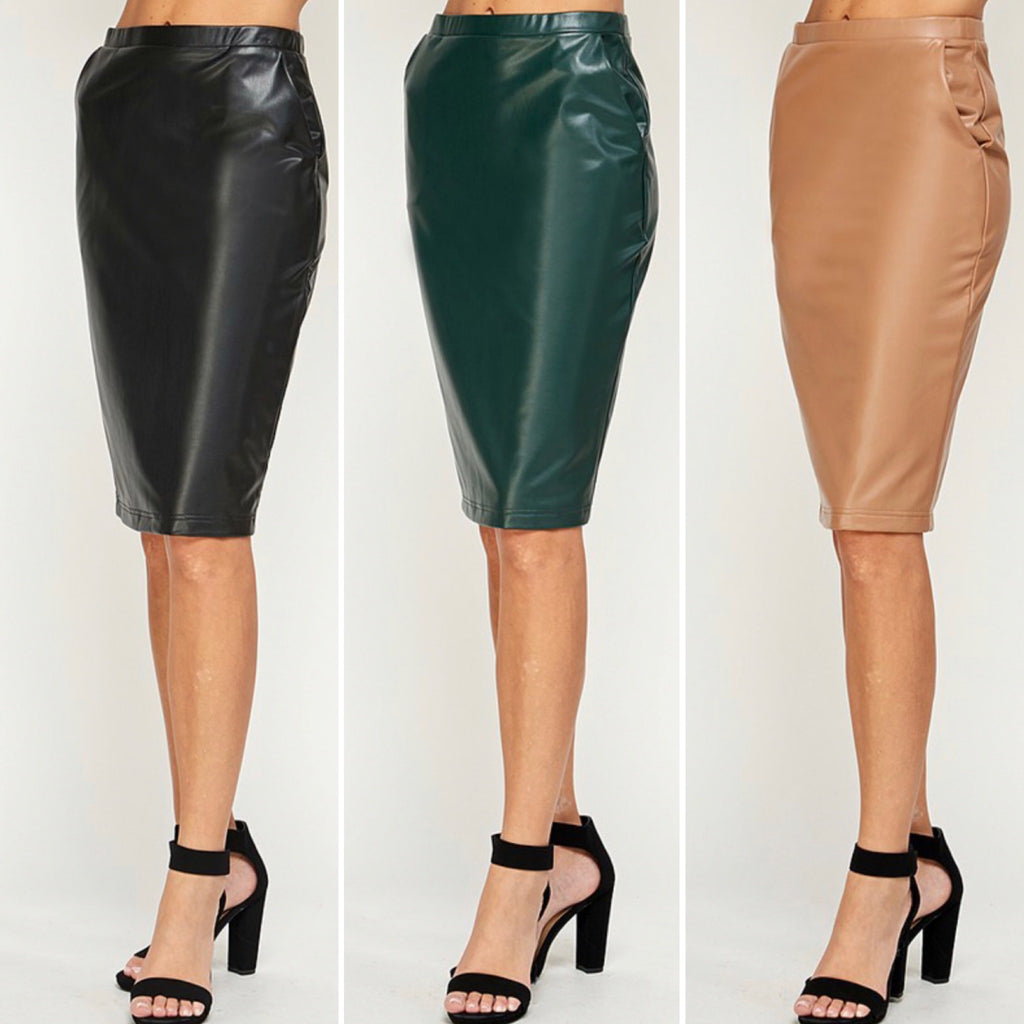 “Leather For The Holidays” skirts