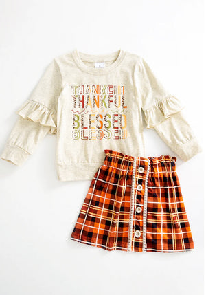 “Thankful Blessed” girls outfit